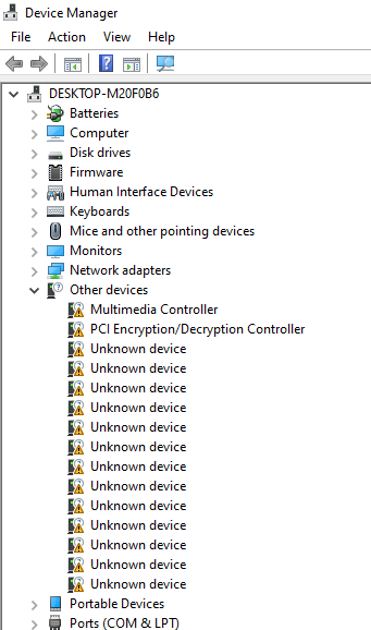  controladores faltantes iniciales de Windows 