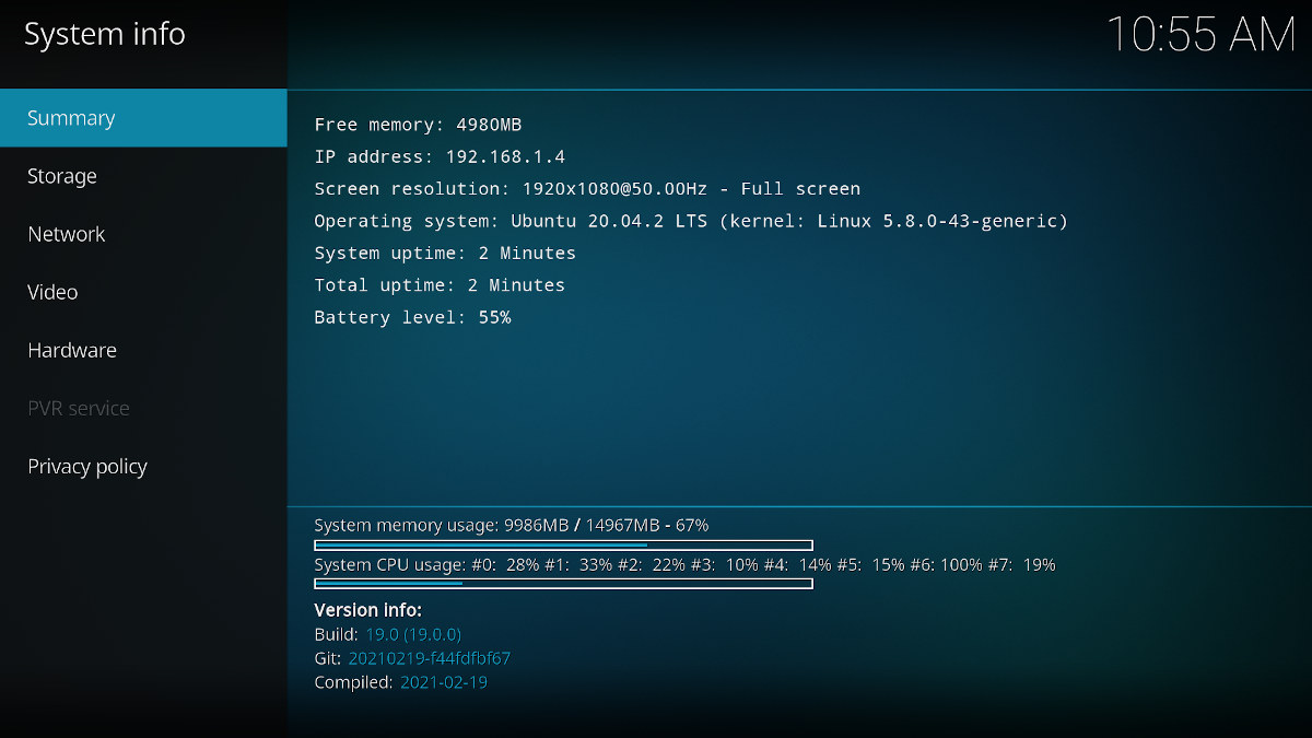 Kodi 19 System Info