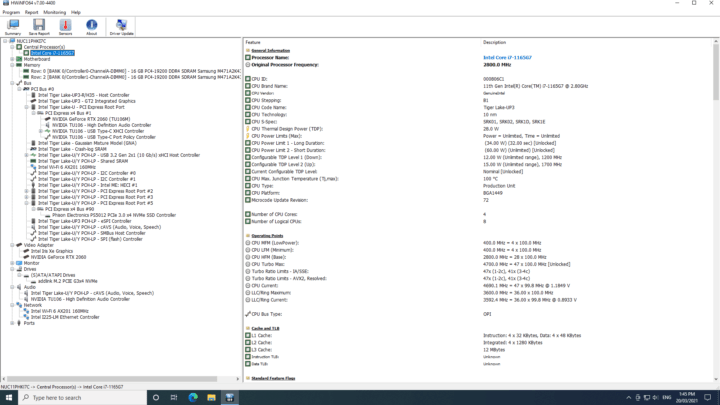 NUC11 windows configuration