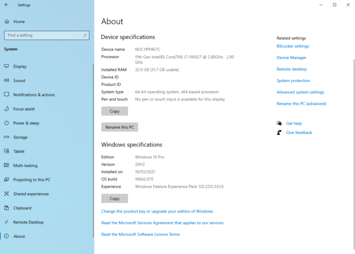 windows 10 info