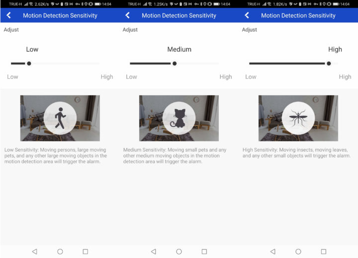 motion detection sensitivity