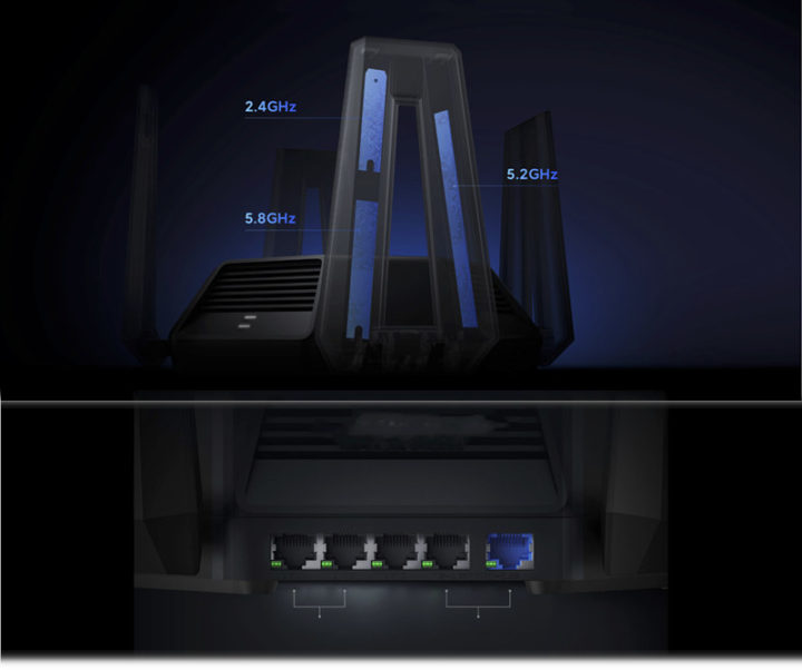 Mi AX9000 antennas design Ethernet ports