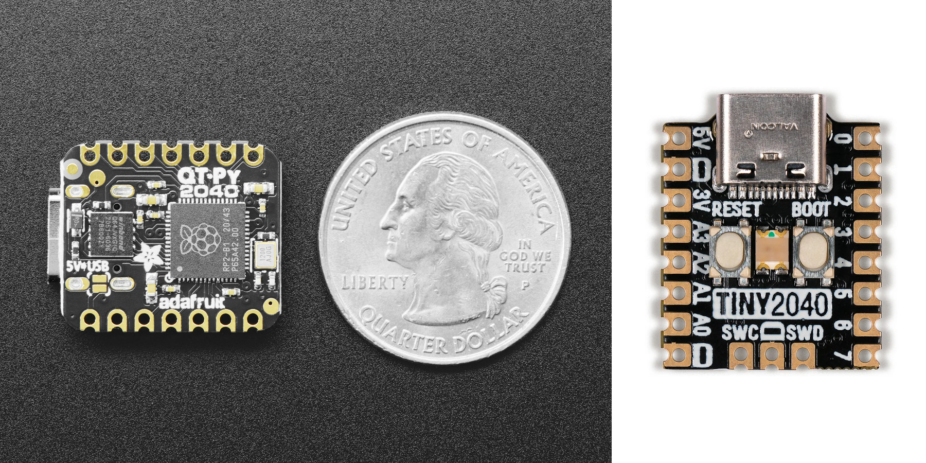 The Tiniest Raspberry Pi RP2040 Boards - Tiny 2040 & Adafruit QT