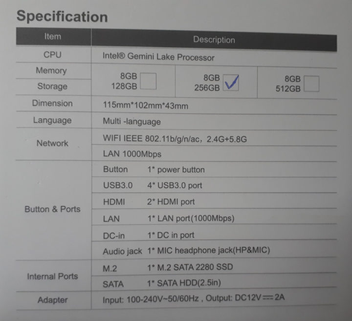 Beelink GKmini specification