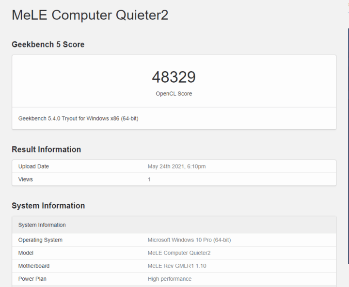 egpu geekbench 5 gpu opencl