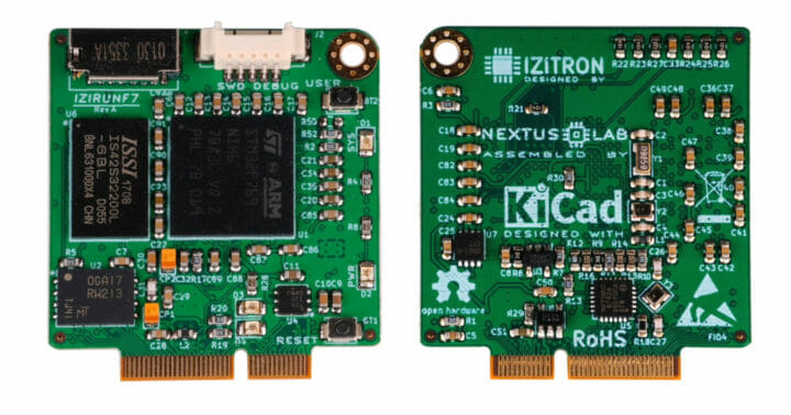 IZIRUNF7 STM32F7 MCU board with M.2 socket