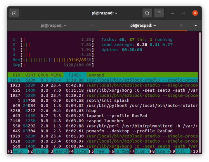 ezblock studio cpu use