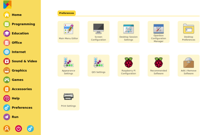 Raspad OS preferences