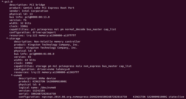 ubuntu lshw nvme ssd
