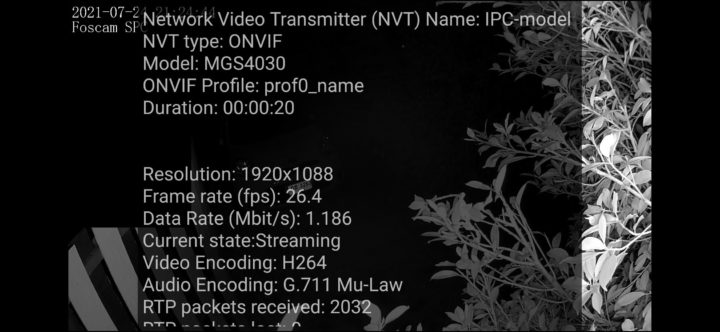 Foscam ONVIF video information