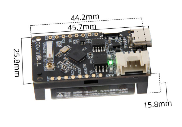 Palca de ESP32-C3 LilyGO TTGO T-OI Plus con batería