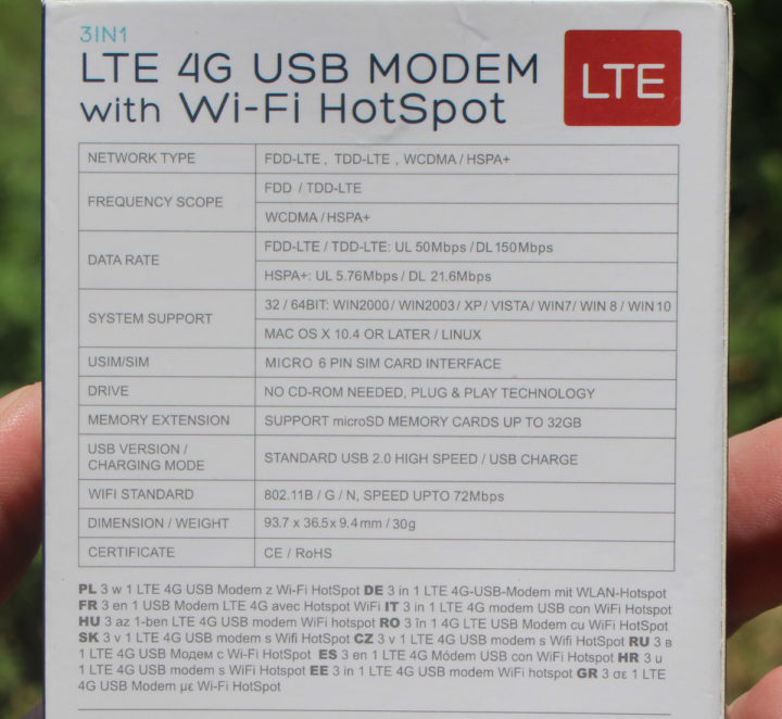 3-in-1 LTE 4G USB Modem with Wi-Fi Hotspot