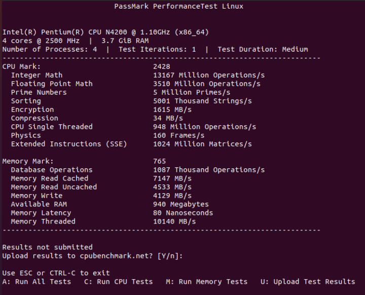 LIVA Q1L review ubuntu cpu passmark