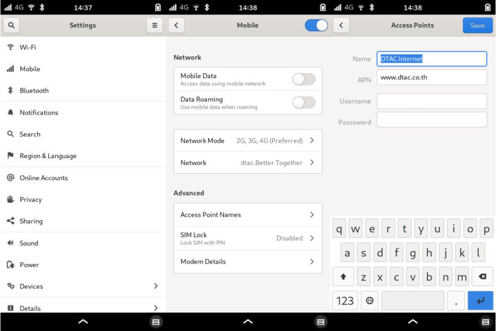 PinePhone PostMarketOS 4G data configuration