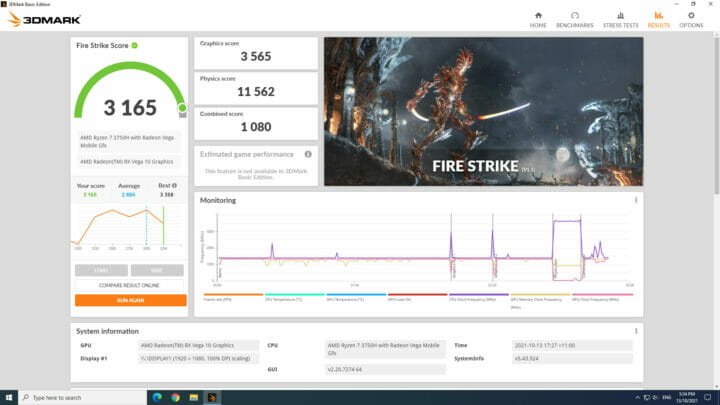 3dmark fire strike por 35w overclock RAM