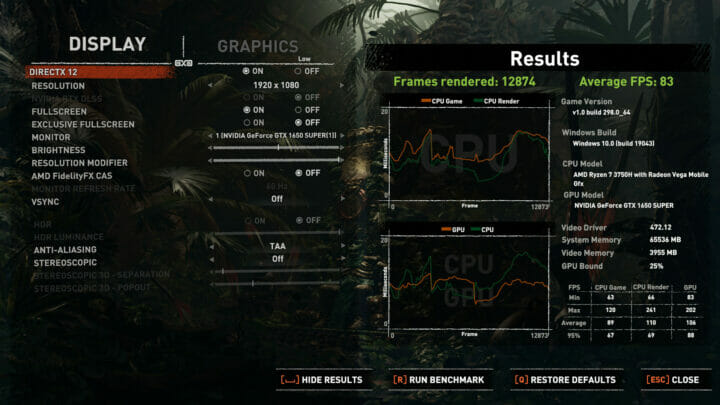 AMD Ryzen 7 3750H egpu sottr low