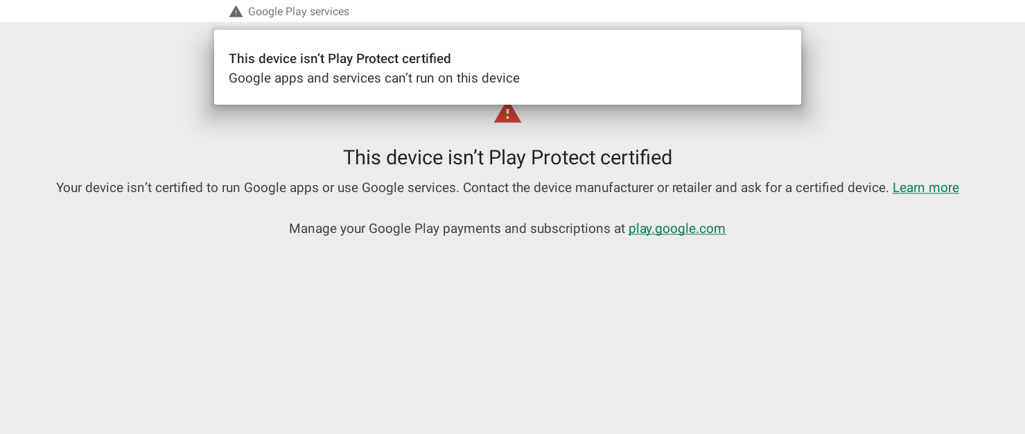 Android 11 Google Play Not-Play Protect certified