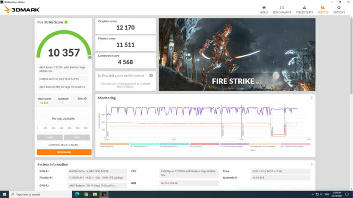 Beelink SER3 egpu 3dmark fire strike