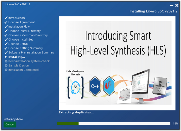 Libero SoC Installation in-progress