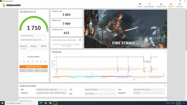 dual-channel memory 16GB fire strike