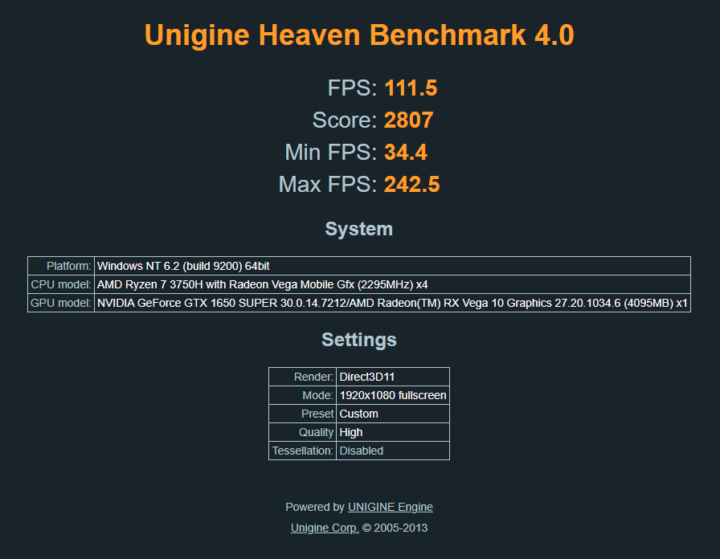 egpu windows heaven benchmark