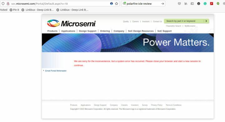 microsemi website system error