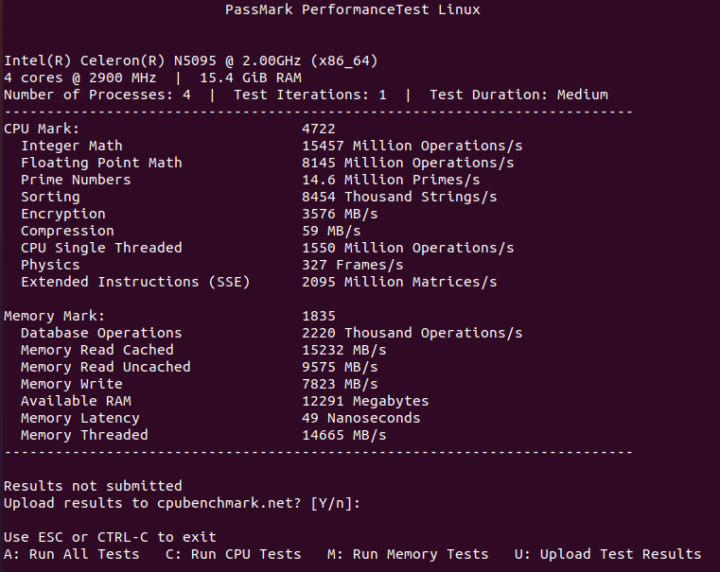 Jasper Lake ubuntu cpu passmark