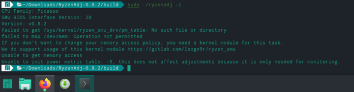 ryzenadj error
