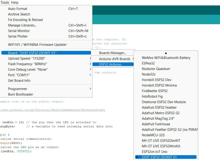 Arduino IDE Boards ESP32