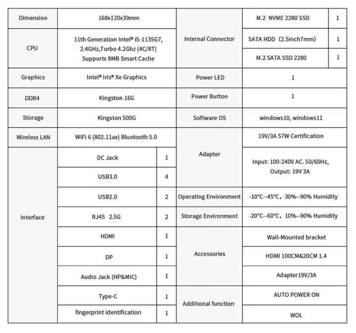 Beelink Gti 11 specifications