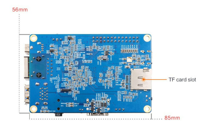 Orange Pi 3 Factor de forma de tarjeta de presentación