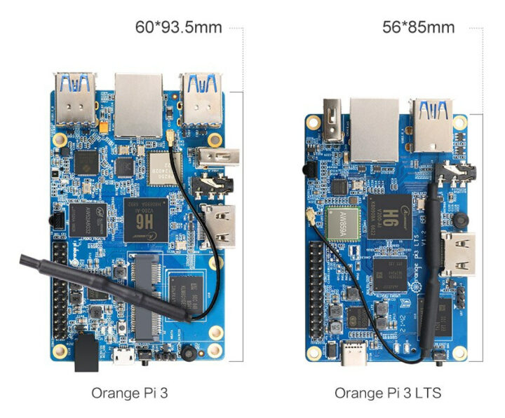 Orange Pi 3 frente Orange Pi 3 LTS