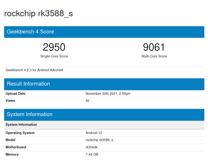 puntos de referencia de Rockchip RK3588