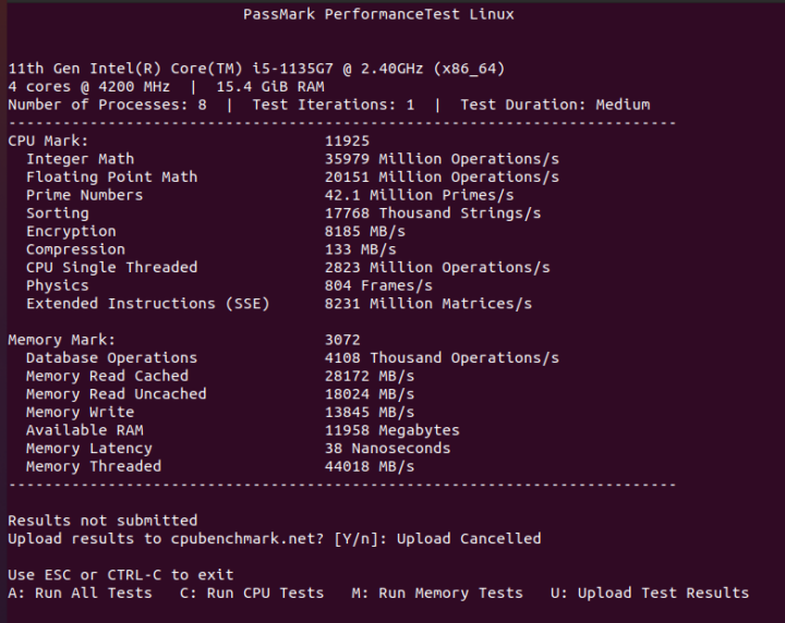 passmark intel core i5-1135G7