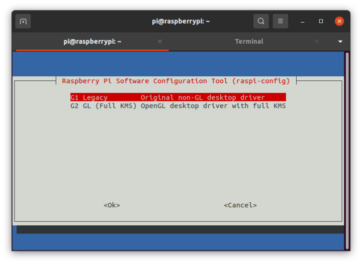 raspi-config G1 Legacy
