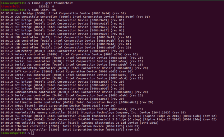 ubuntu thunderbolt device