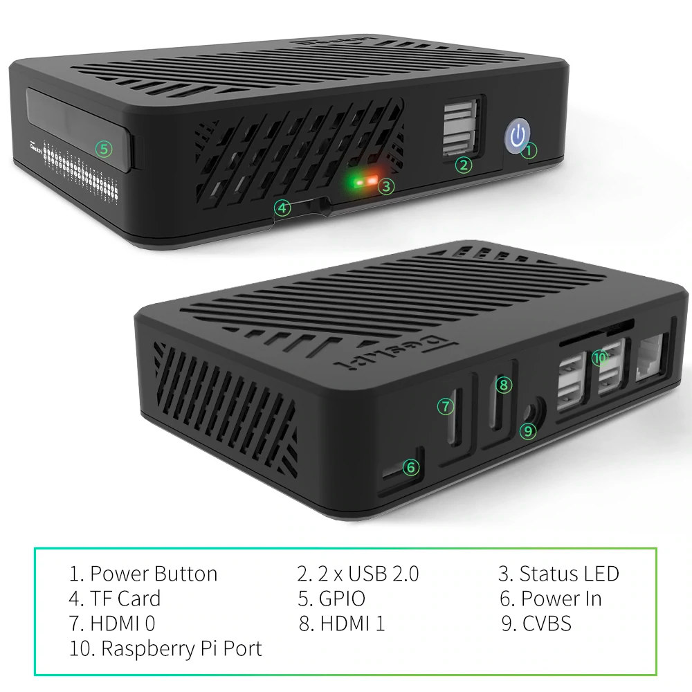 DeskPi Lite - A Raspberry Pi 4 enclosure with full HDMI ports, two