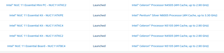 Intel NUC 11 Essential Jasper Lake