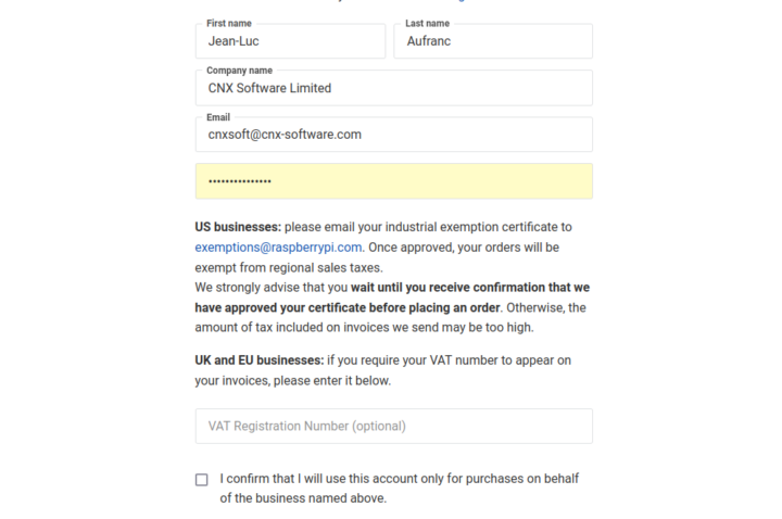 Raspberry Pi Direct Registration