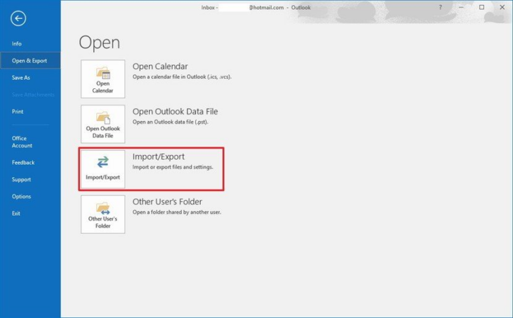 import export email backup