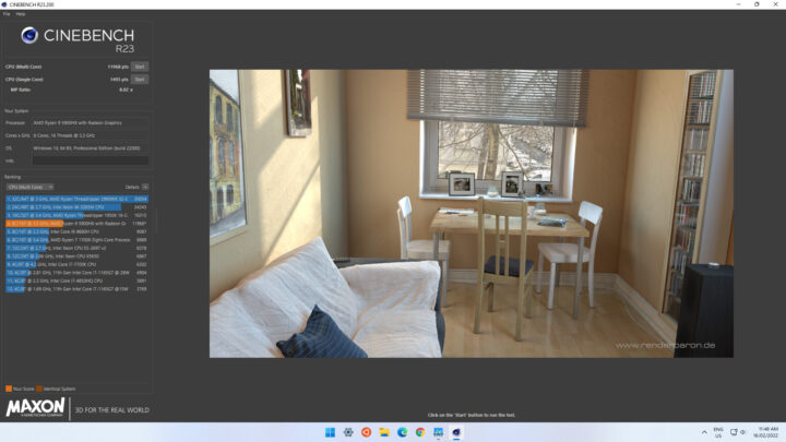 AMD Ryzen 9 windows 11 cinebench r23