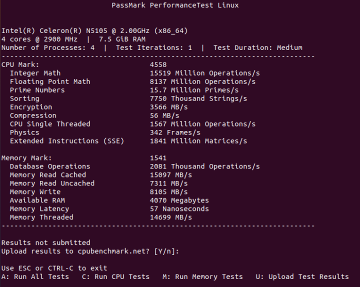 Jasper Lake mini pc ubuntu cpu passmark