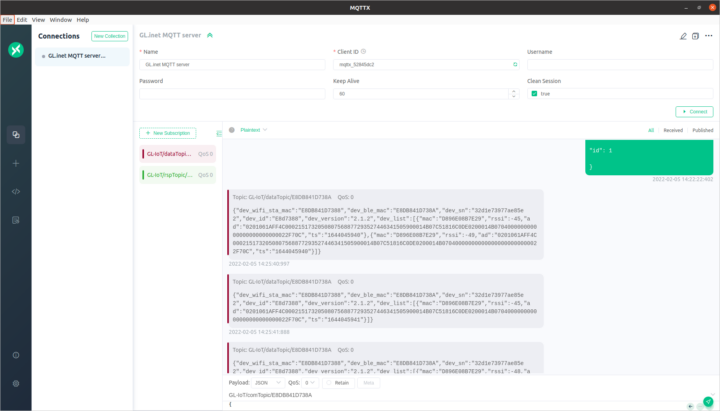 MQTT X data reporting BLE beacons