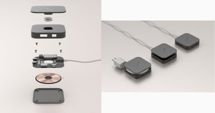 Wireless charger dock exploded view cable management