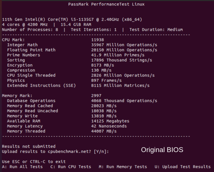 tiger lake ubuntu passmark old bios