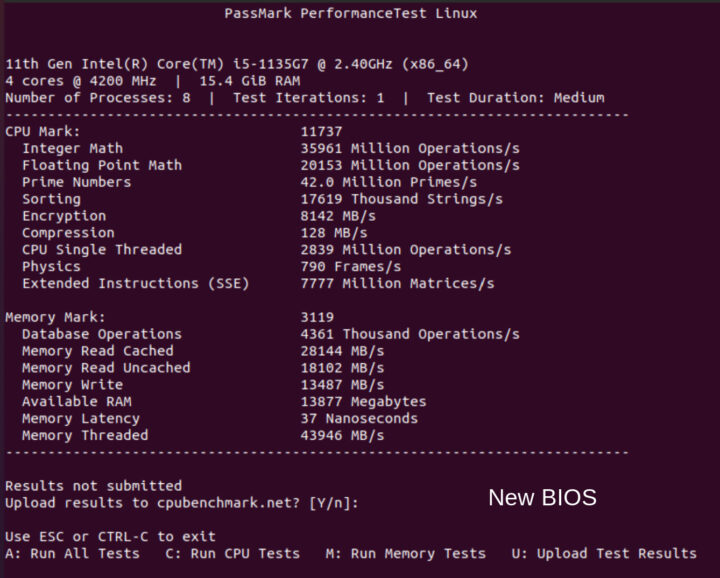 ubuntu passmark new bios