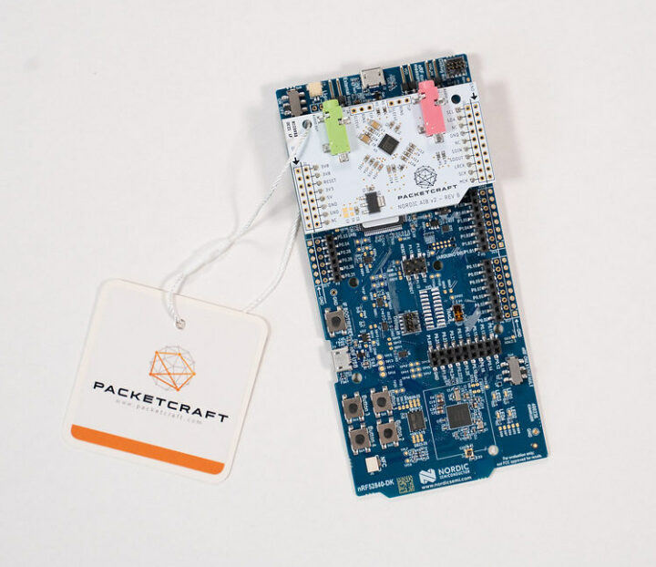 nRF52840-DK with PacketCraft-Bluetooth LE audio expansion board