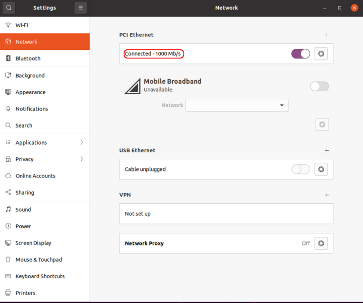 ubuntu PCI ethernet