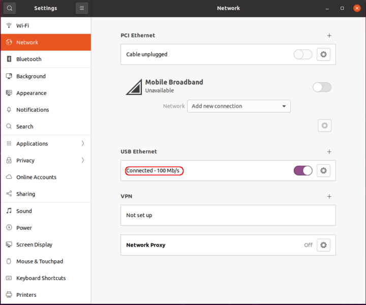 ubuntu USB ethernet