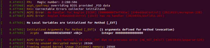 ACPI errors Morefine S500+